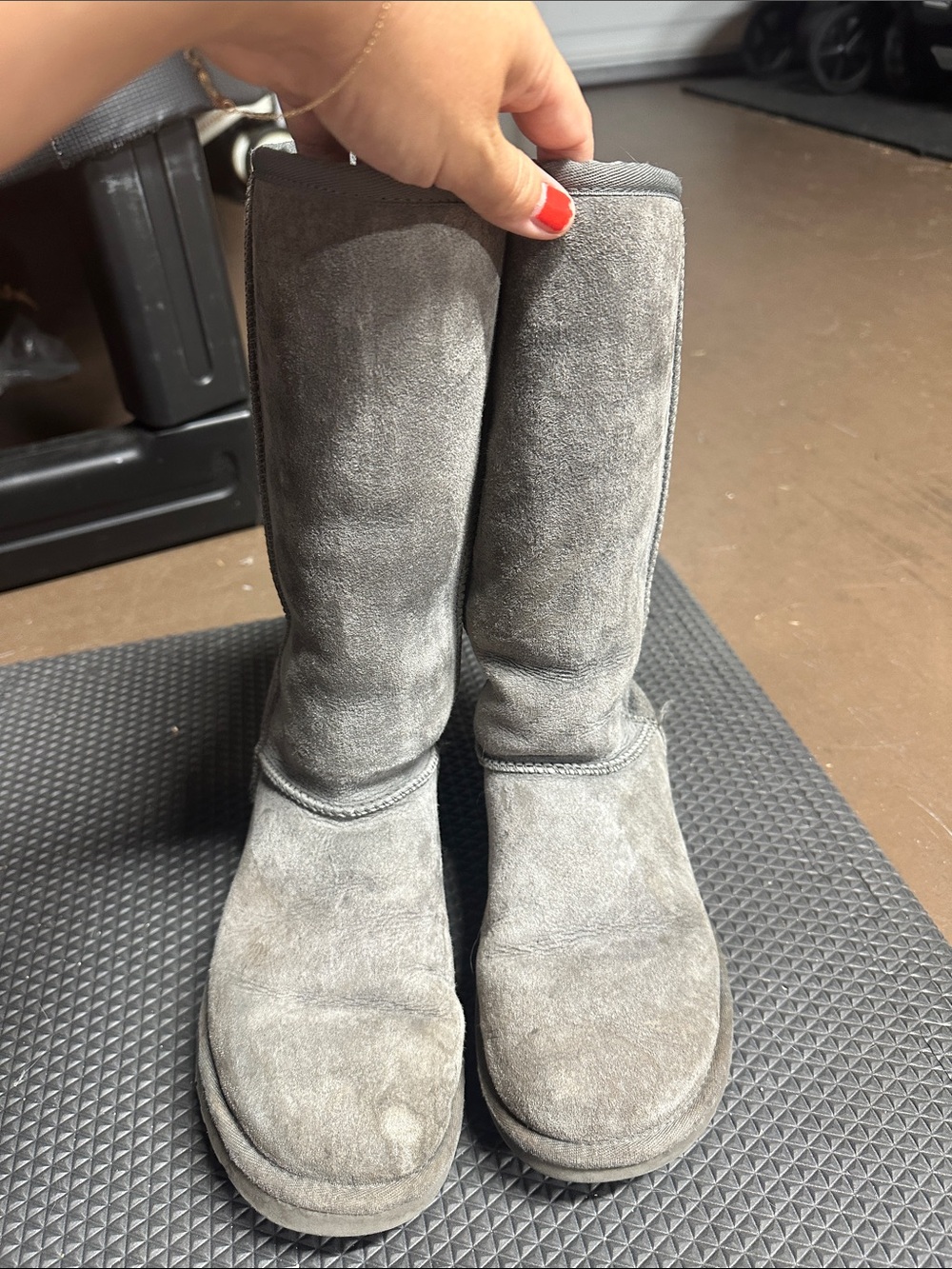UGG Grey Suede Mid-Calf Boots